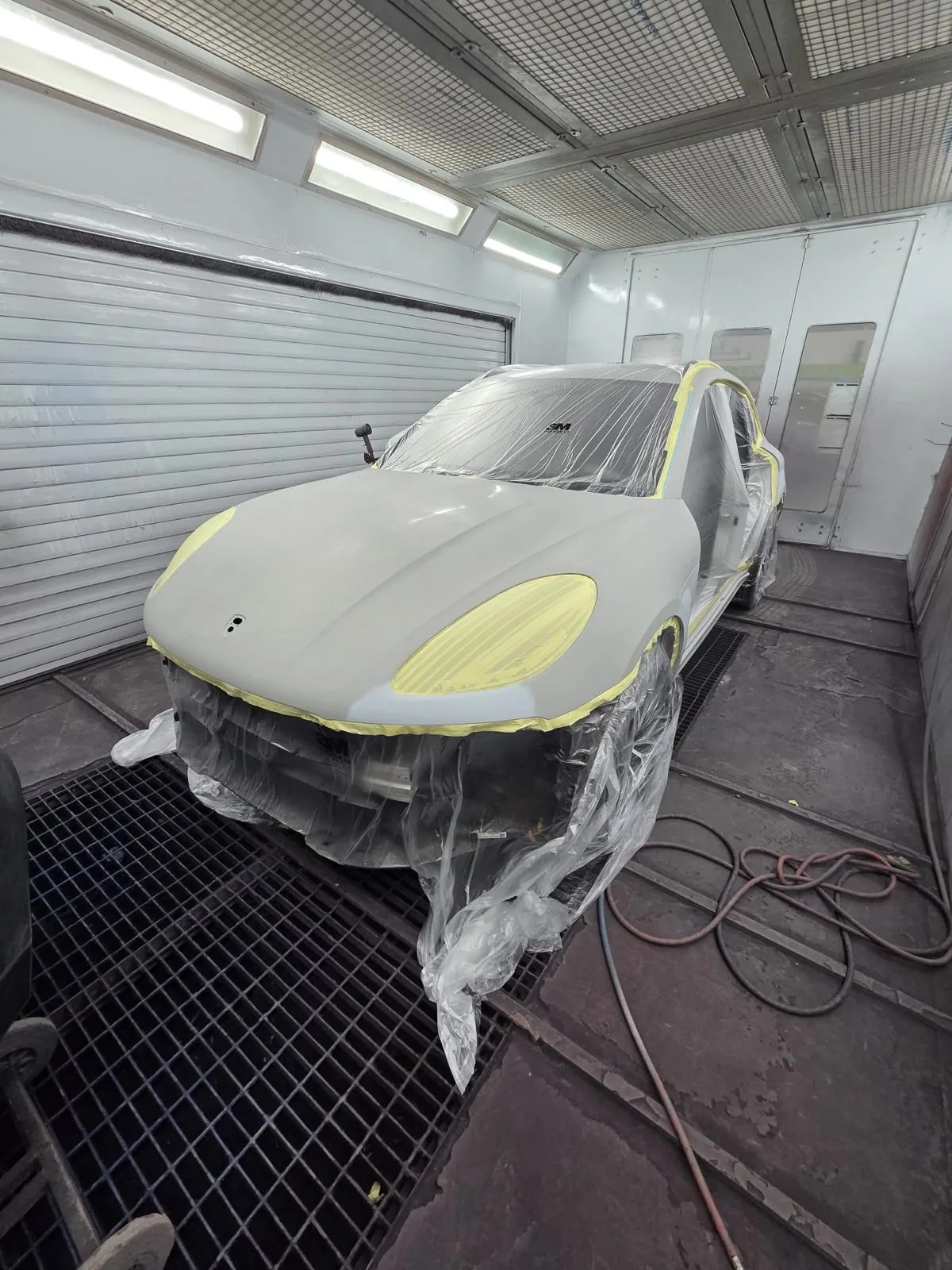 Another view of the masked vehicle and prepared front panels.